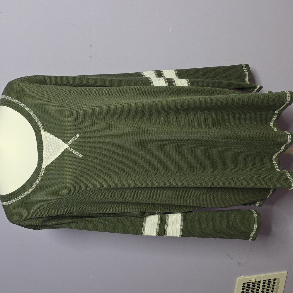 BloomChic Olive Long Sleeve Waffle Weave Top